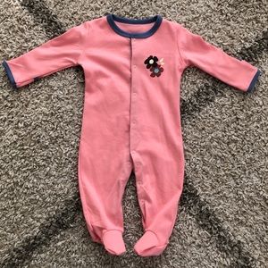 Pink Baby Footie Pajamas with optional mittens